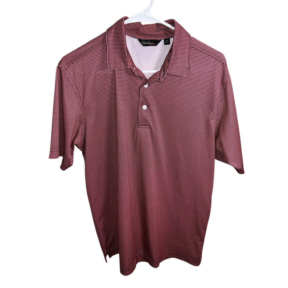 Walter Hagen Pink Blue Houndstooth Golf Polo Shirt Size S